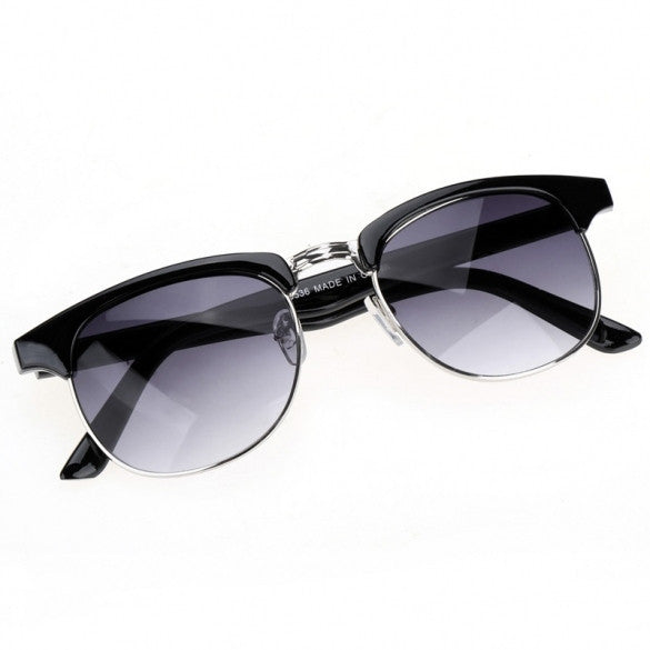 Vintage Style Unisex Eyewear Round Sunglasses Metal Frame Plastic Temple