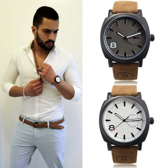 Army Military Style Men's Watches Leather Strap Quartz Watch Wrist Watch - May Your Fashion - 3