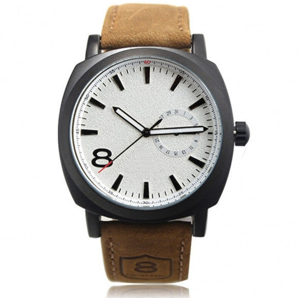 Army Military Style Men's Watches Leather Strap Quartz Watch Wrist Watch - May Your Fashion - 4