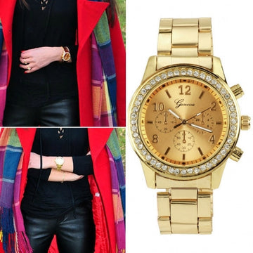 Women Ladies Chronograph Wristwatch Stainless Steel Analog Quartz Wrist Watch 4 Colors - May Your Fashion - 1