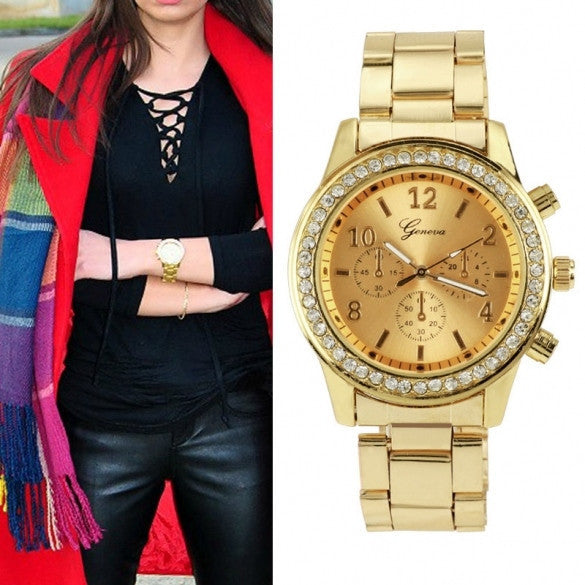 Women Ladies Chronograph Wristwatch Stainless Steel Analog Quartz Wrist Watch 4 Colors - May Your Fashion - 4