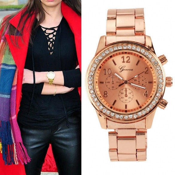 Women Ladies Chronograph Wristwatch Stainless Steel Analog Quartz Wrist Watch 4 Colors - May Your Fashion - 6