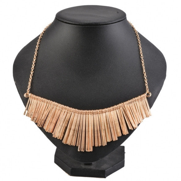 Women's Retro Punk Style Alloy Tassel Pendant Necklace Golden