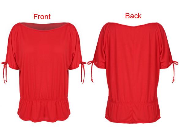 Off Shoulder Solid O-Neck Tunic Blouse Tops - MeetYoursFashion - 4