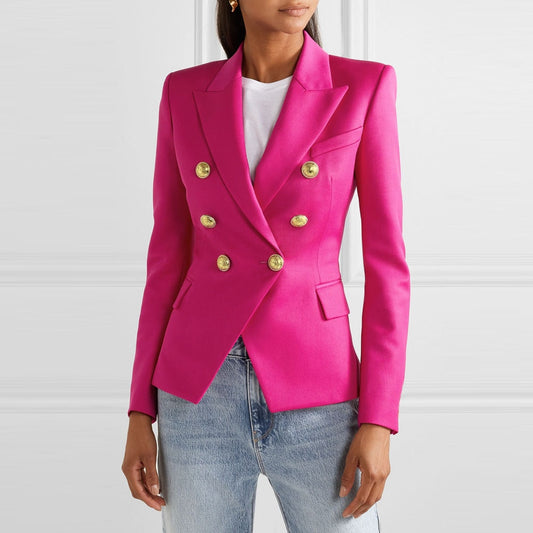 Women Double Breasted Jacket Female Ladies Long Sleeve Elegant Blazer