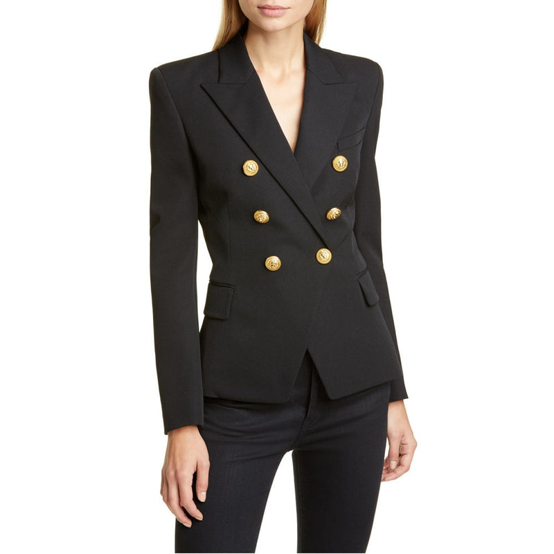 Women Double Breasted Jacket Female Ladies Long Sleeve Elegant Blazer