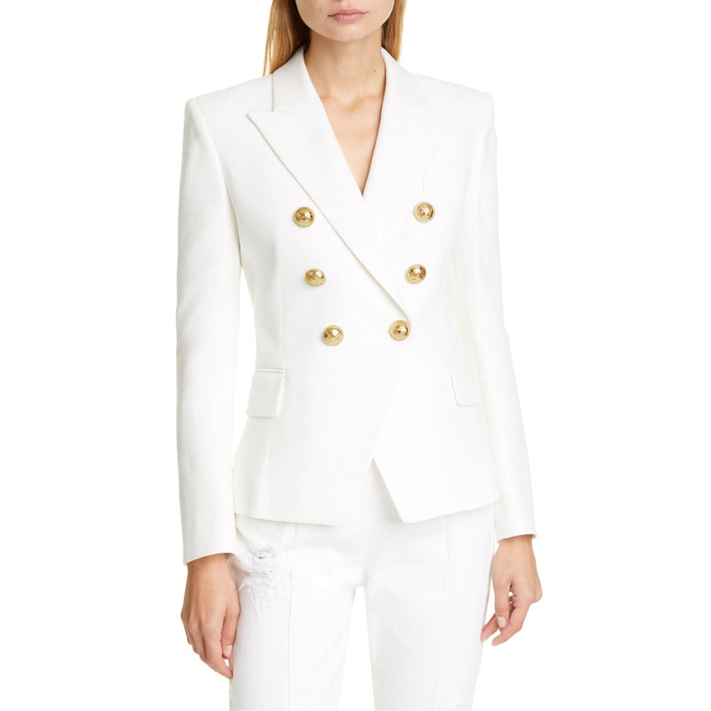 Women Double Breasted Jacket Female Ladies Long Sleeve Elegant Blazer