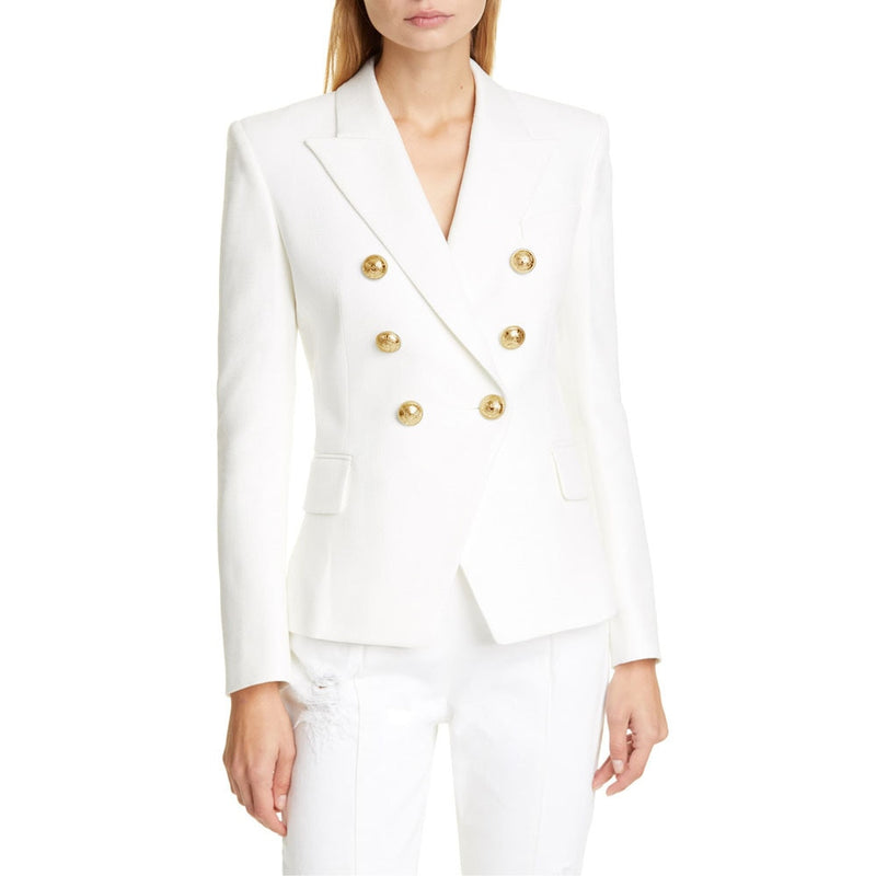 Women Double Breasted Jacket Female Ladies Long Sleeve Elegant Blazer