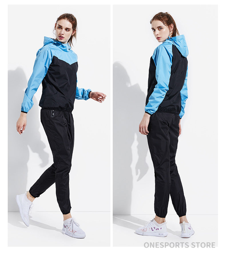 Women Gym Clothing Set Men Pullover Hoodies Tops Running Fitness Exercise Sportswear Weight Loss Sweating Sports Suit
