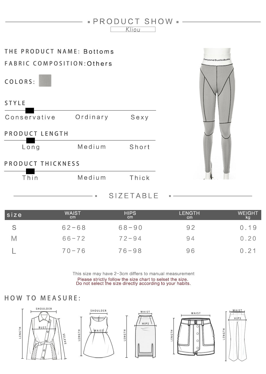 Sexy Gray Letter Print High Waist Bodycon Leggings Pants