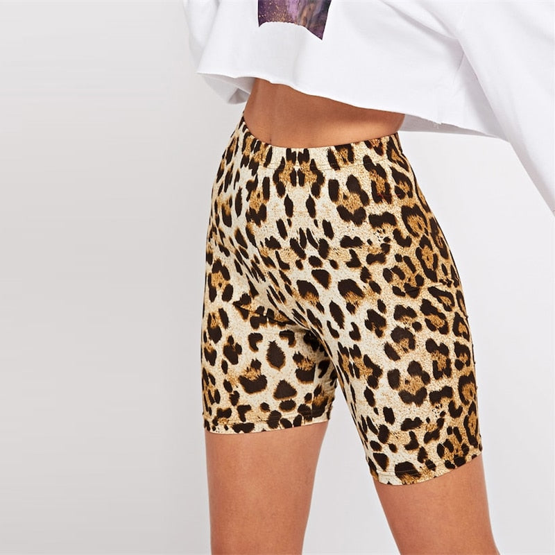 Sexy Leopard High Waist Bodycon Leggings Shorts Pants