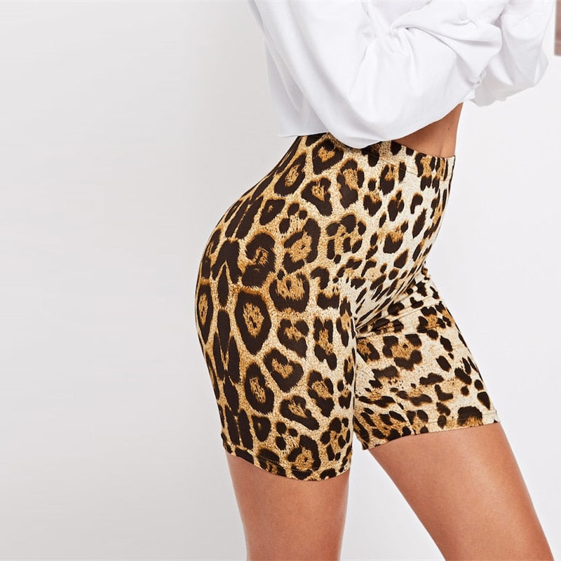 Sexy Leopard High Waist Bodycon Leggings Shorts Pants