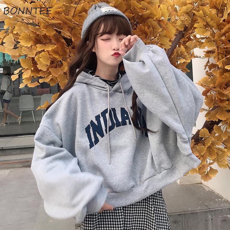 Hoodies Women Hooded Oversize Thick Plus Velvet Loose False Two-piece Letter Print Womens Hoodie