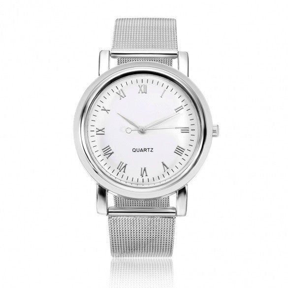 Fashion Classic Women Watch Round Dial Quartz Wristwatch Stainless Steel Mesh Band - May Your Fashion - 4