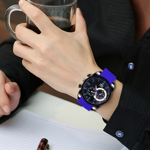 Fashion Men Analog Silicone Watchband Quartz Casual Watch Wristwatch - May Your Fashion - 3