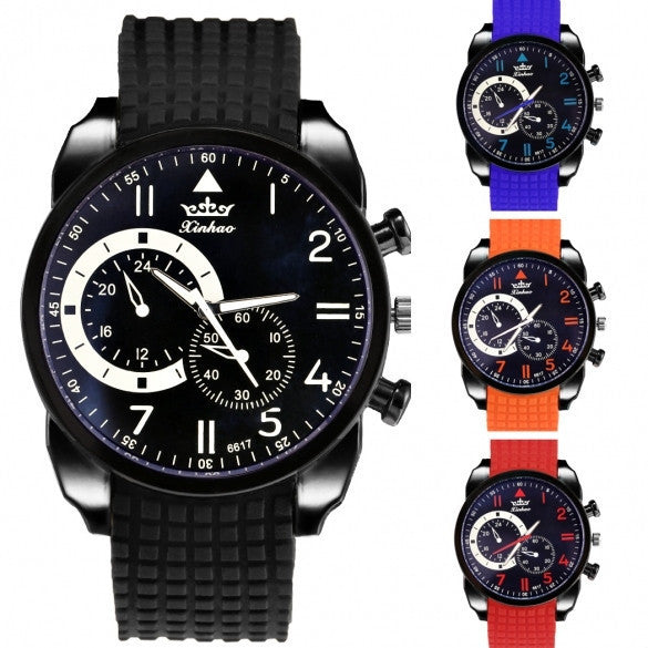 Fashion Men Analog Silicone Watchband Quartz Casual Watch Wristwatch - May Your Fashion - 5