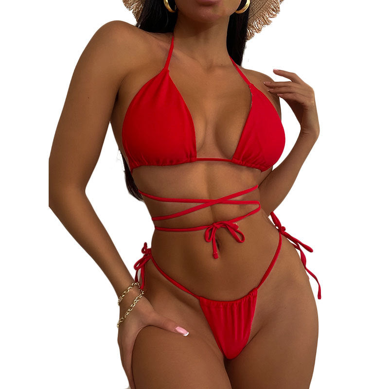 European and American Sexy Backless Lace-up Women's Swimwear