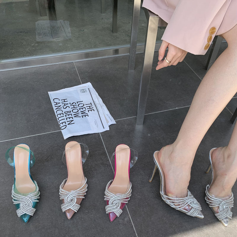 Sexy Water Diamond Pointed-toe High Heel Sandals