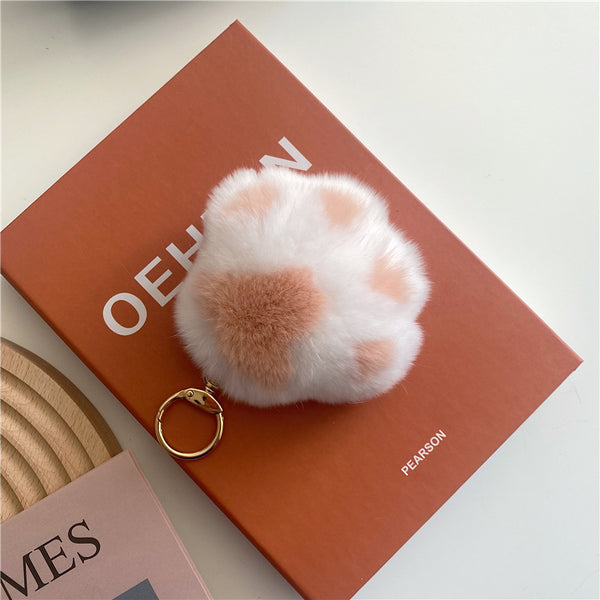 Cute Cartoon Cat Paw Fur Keychain Accessory