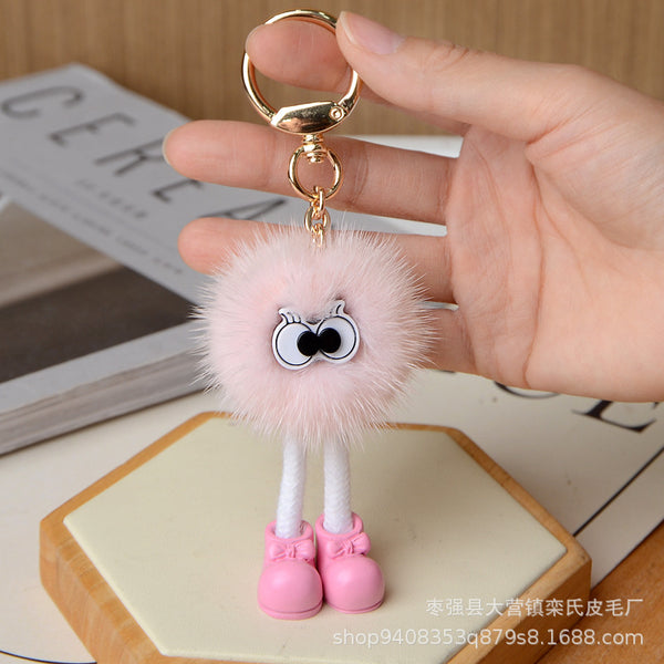 Long-legged Fur Ball Car Keychain Backpack Accessory