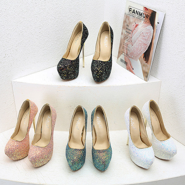 Europe and America Trendy Sequined Party Shoes