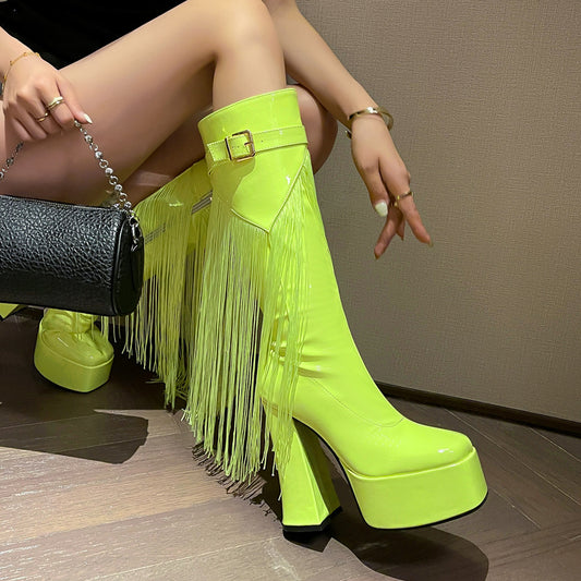 Lacquered Boots | Square-Toe Boots | Fringe Boots