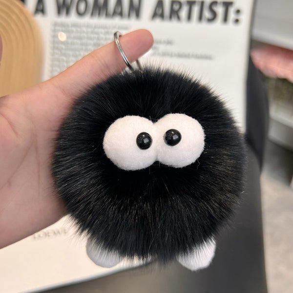 Fox Fur Pom Pom Keychain Elf Plush Bag Accessory