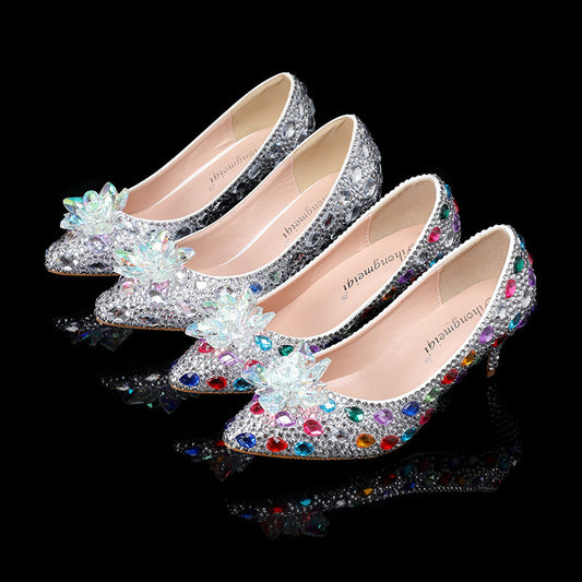 Pointed-toe High Heel Crystal Studded Evening Women's Shoes