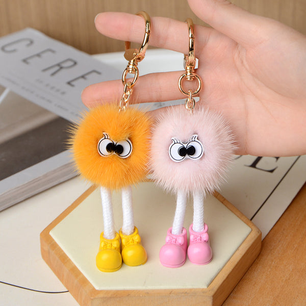 Long-legged Fur Ball Car Keychain Backpack Accessory