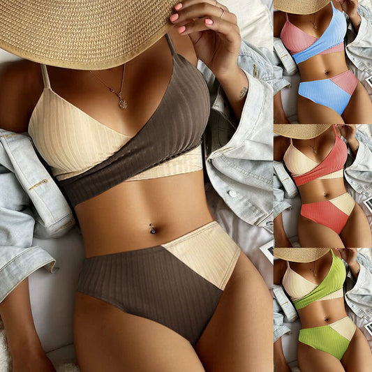 New European and American Sexy Solid Color Bikini 2023 Swimsuit