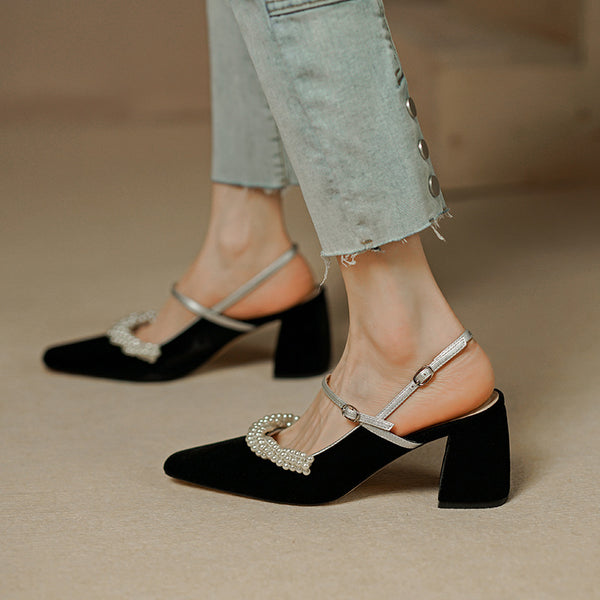 French Vintage Square Toe Mary Jane Fashionable Versatile Sandals