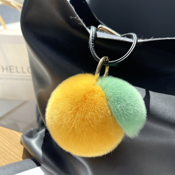 Plush Small Sweet Orange Car Keychain Simple Accessory