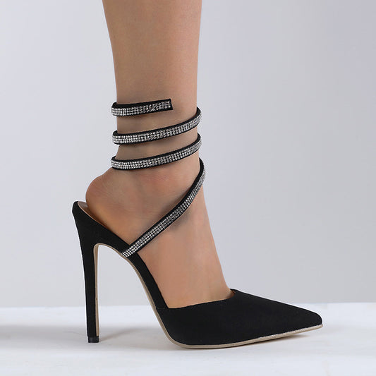 Exquisite Anklet Pointed-Toe Rhinestones High Heel Sandals