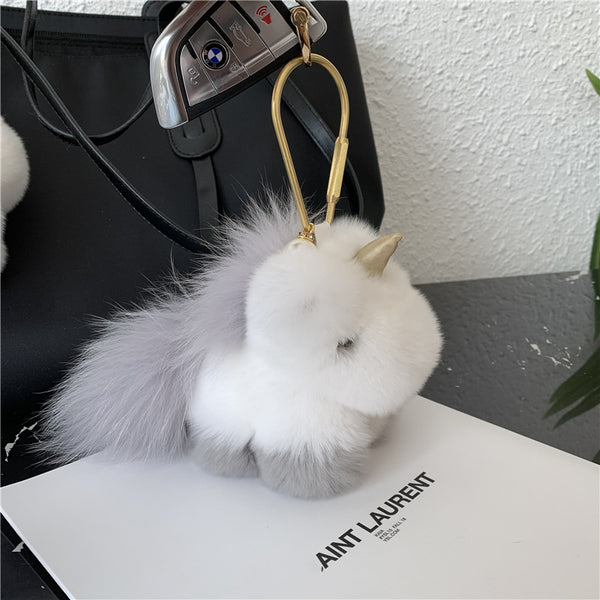 Cute Plush Marmot Rabbit Fur Unicorn Ornament Accessory