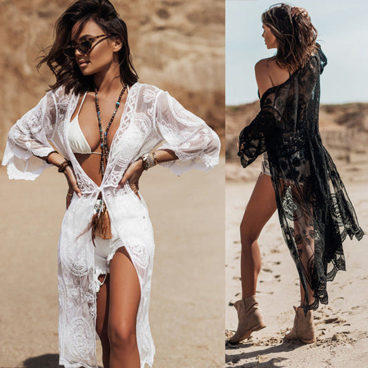 European and American Sexy Sunscreen Chiffon Beach Dress