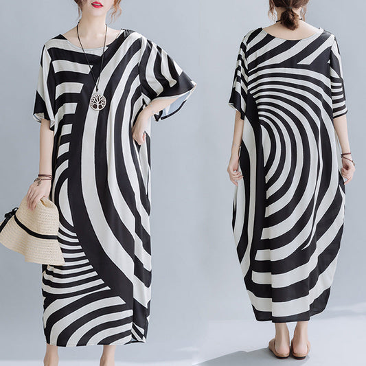 Loose Striped Printed Maxi Dress