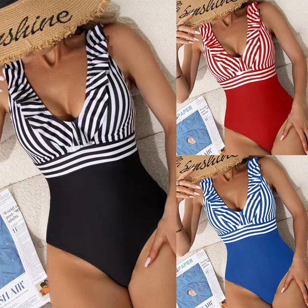 Ladies' Sexy Striped Print Triangle Bikini Swimsuit