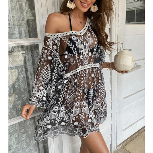 Sexy Hollow Out Beach Cover-Up Dress
