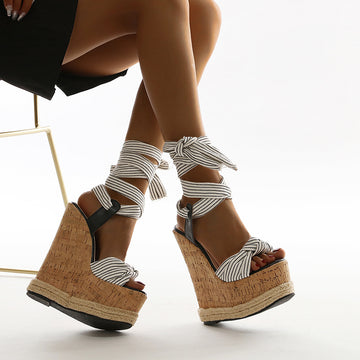 New Stylish Hemp Rope Wedge Comfortable High Heels Sandals
