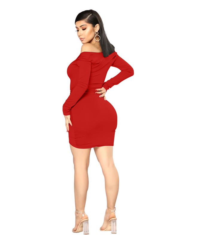 V Neck Drawstring Short Dress