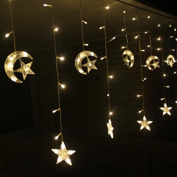 4M LED Moon Star Christmas Party Decor Bar Indoor String Fairy Curtain Light
