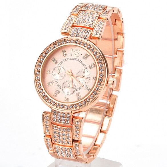 New Gold  Silver Ladies Casual Luxury Dress Of Quartz Crystal Wristwatch Rhinestone Watches