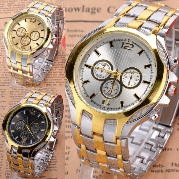 New Men's Fashion Sport Business Stainless Steel Belt Quartz Watch Wristwatches - May Your Fashion - 1