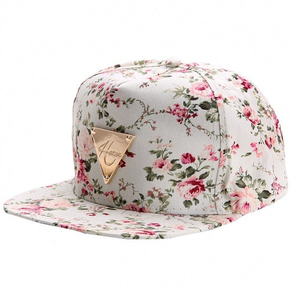 Fashion Floral Flower Snapback Hip-Hop Hat Flat Peaked Adjustable Baseball Cap