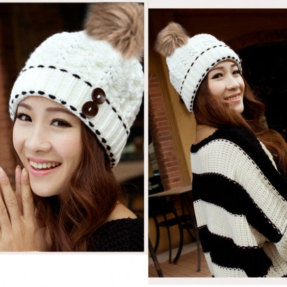 Women's Winter Warm Hats Braided Crochet Hats Ski Beanie Caps Earmuff Knitting Cap