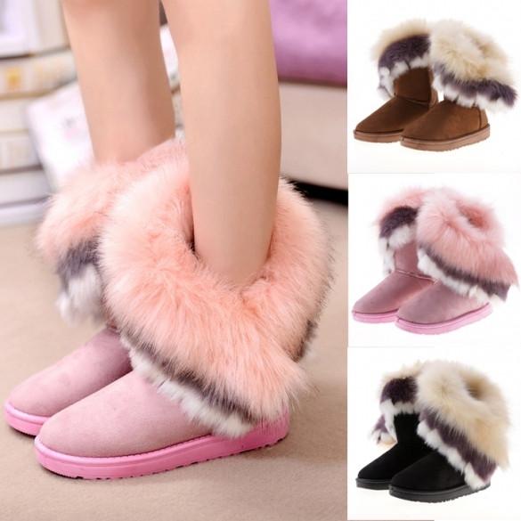 Fashion New Women's Autumn Winter Snow Boots Ankle Boots Warm Synthetic Fur Shoes 3 Colors
