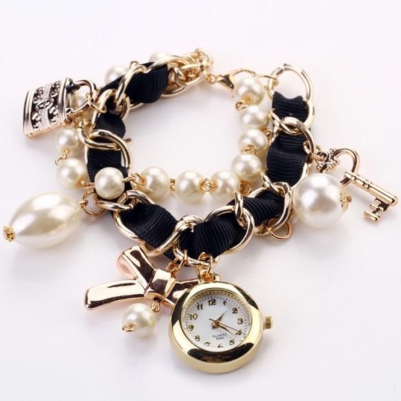 New Fashion Women's Beads Strap Hanging Chain Watch Wristwatch