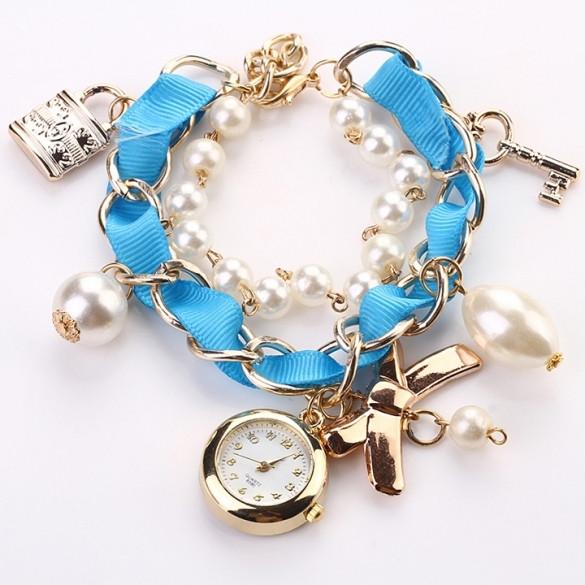 New Fashion Women's Beads Strap Hanging Chain Watch Wristwatch