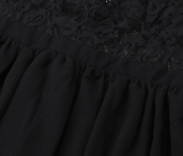 Deep V-neck V-back Backless Lace Little Black Dress - May Your Fashion - 7