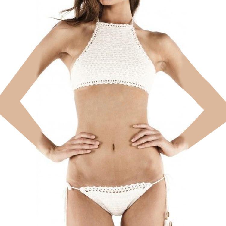Halter Lace Up Low Waist Knit Bikini Set Swimwear - MeetYoursFashion - 4